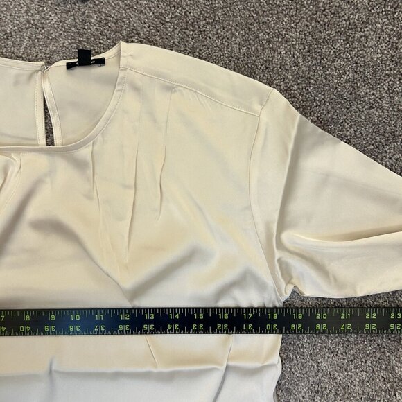 Express Womens Satin Long Sleeve Pleated Gramercy Tee Sandshell Size XS NWT $54 - Picture 12 of 16